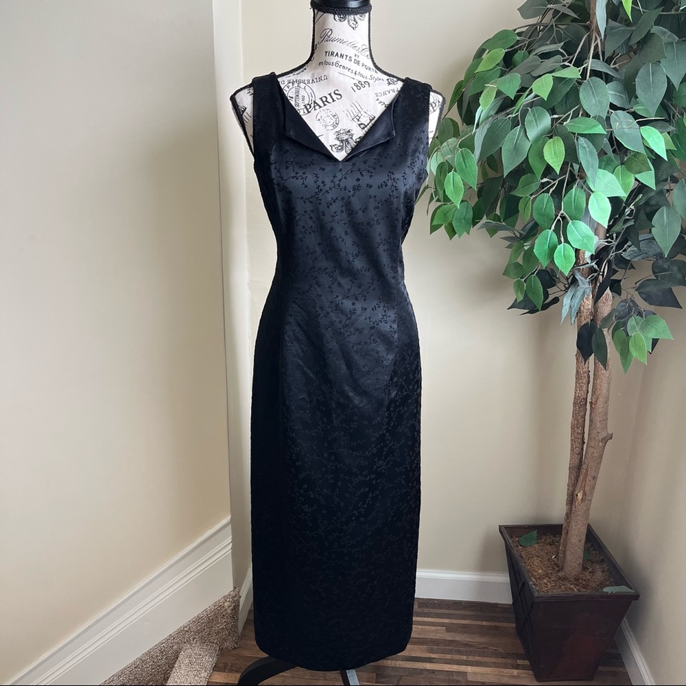 Lois Snyder Dani Max Vintage Floral Sleeveless Gown Black Sz 6P